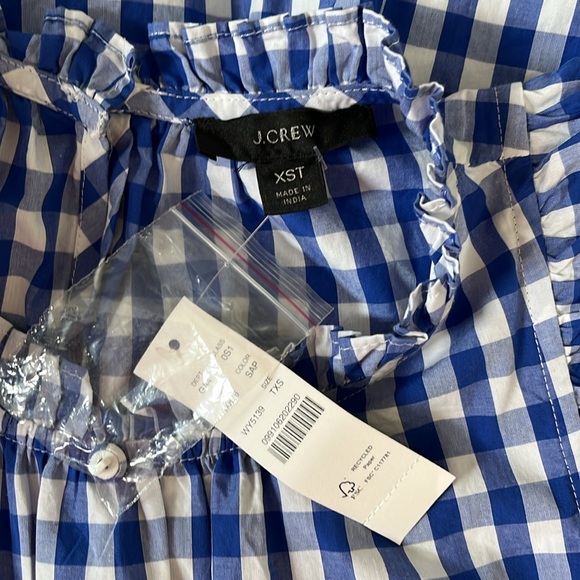 NWT J. Crew Tiered Ruffle-sleeve gingham dress XS SM Tall. - Picture 8 of 10